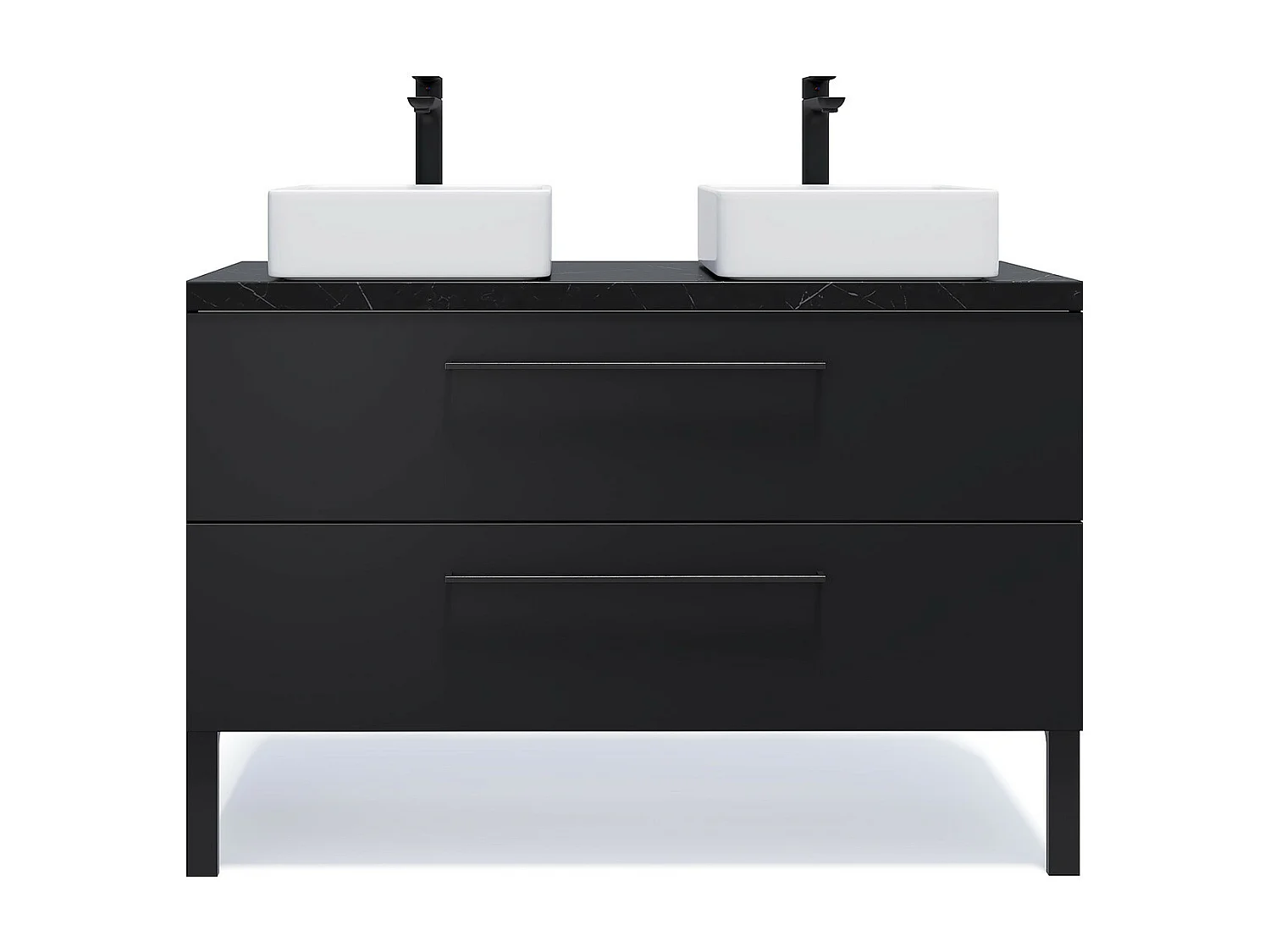 Meuble de salle de bain suspendu 2 vasques à poser 120cm 2 tiroirs Noir - Glasgow