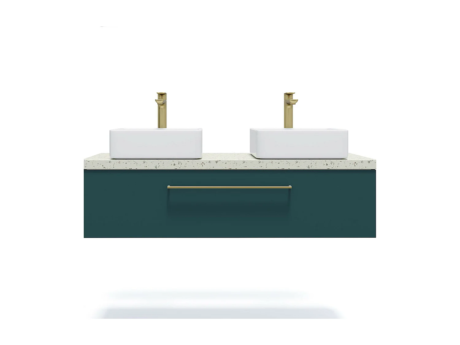 Meuble de salle de bain suspendu 2 vasques à poser 120cm 1 tiroir Bleu - Glasgow