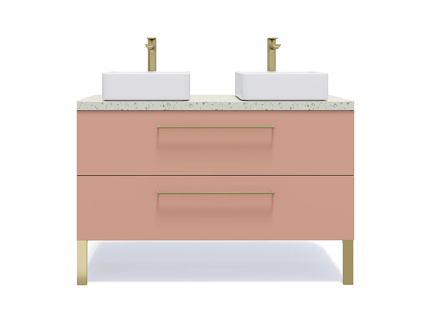 Meuble de salle de bain suspendu 2 vasques à poser 120cm 2 tiroirs Abricot - Glasgow