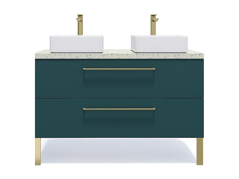 Meuble de salle de bain suspendu 2 vasques à poser 120cm 2 tiroirs Bleu - Glasgow