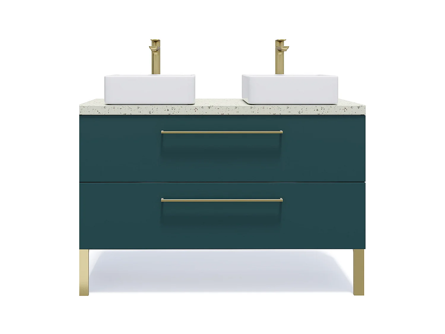 Meuble de salle de bain suspendu 2 vasques à poser 120cm 2 tiroirs Bleu - Glasgow