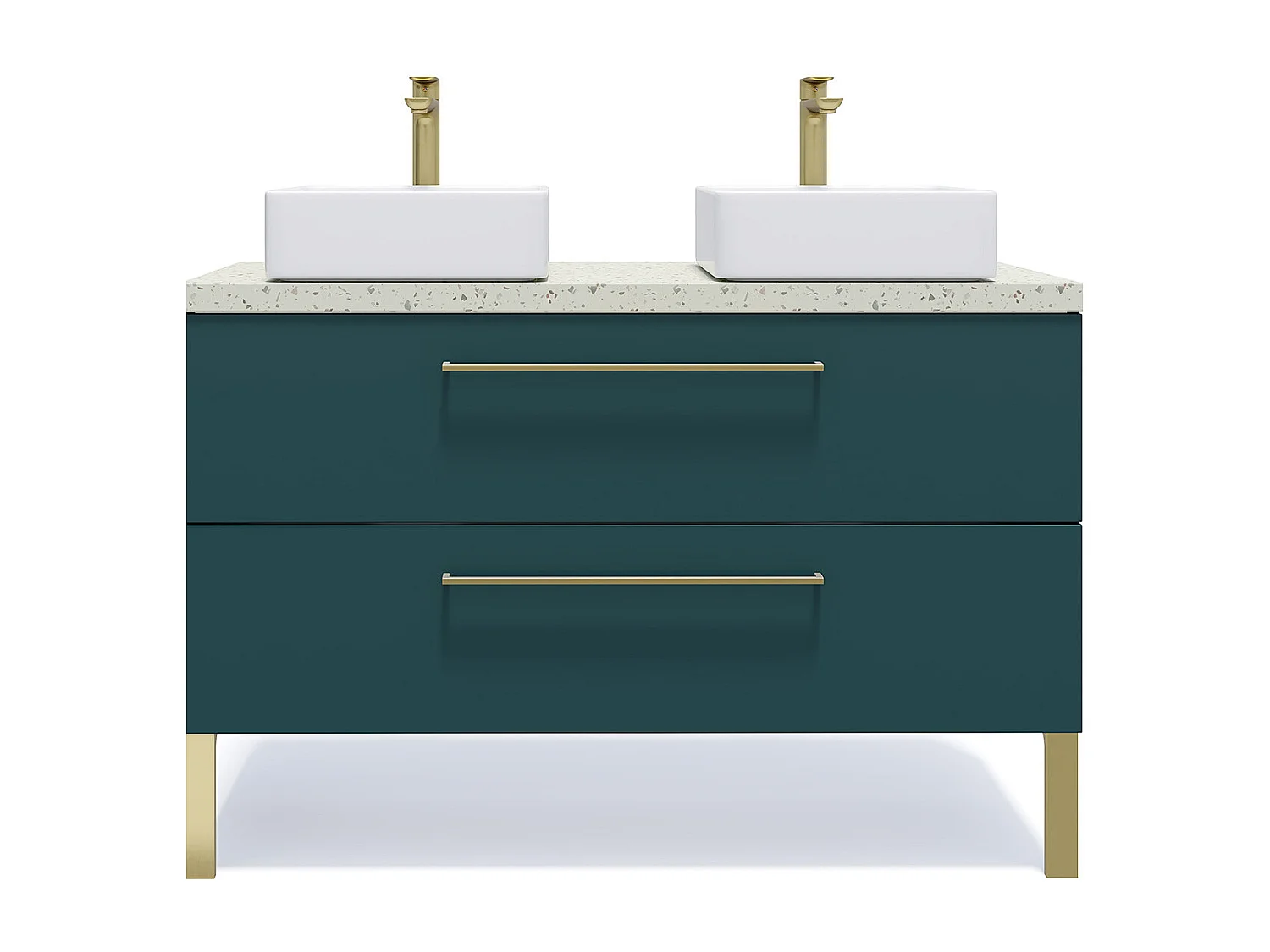 Meuble de salle de bain suspendu 2 vasques à poser 120cm 2 tiroirs Bleu - Glasgow