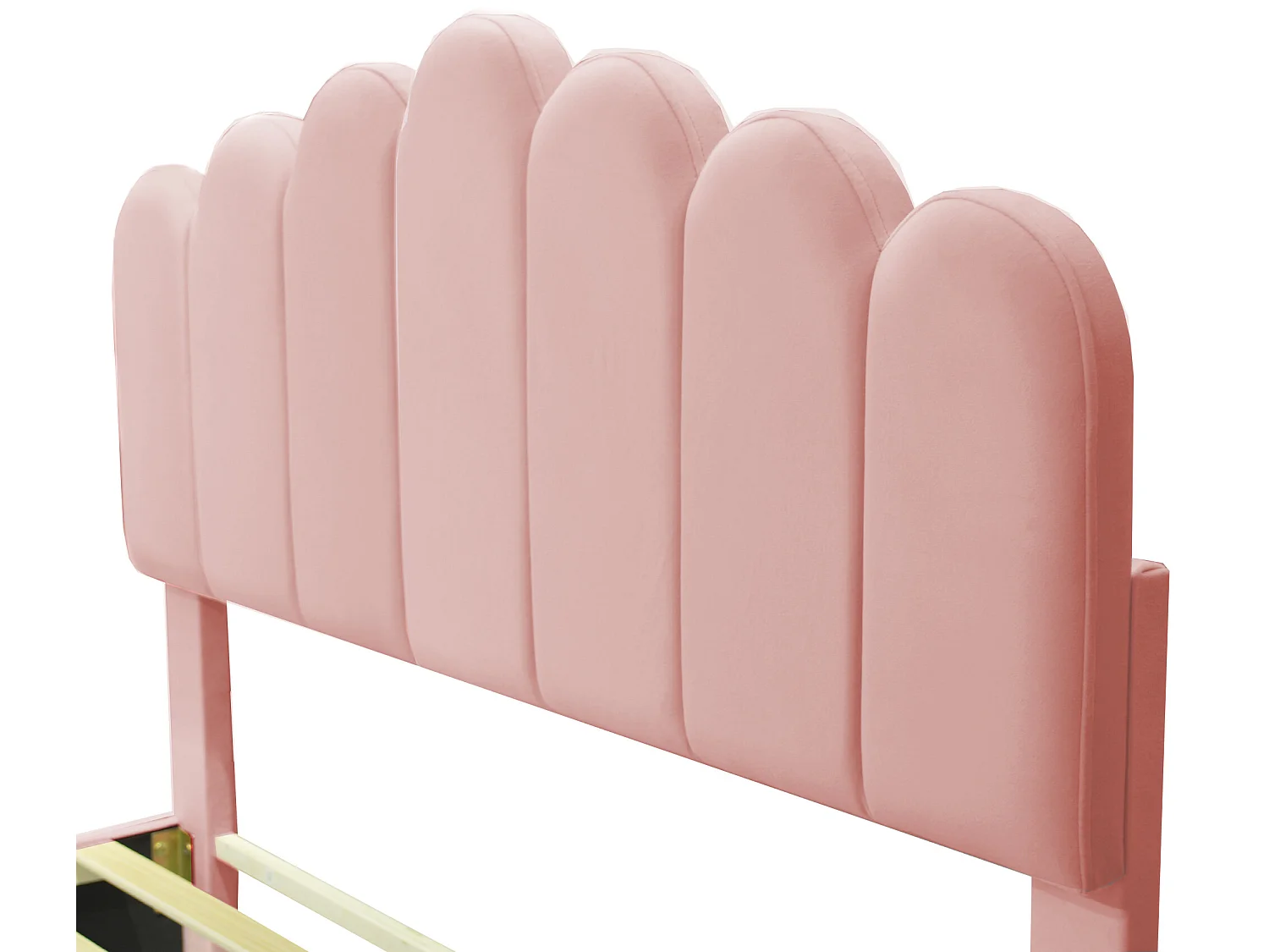 Gestoffeerd fluwelen bed 140x200cm met lattenbodem - verstelbaar hoofdeinde - roze