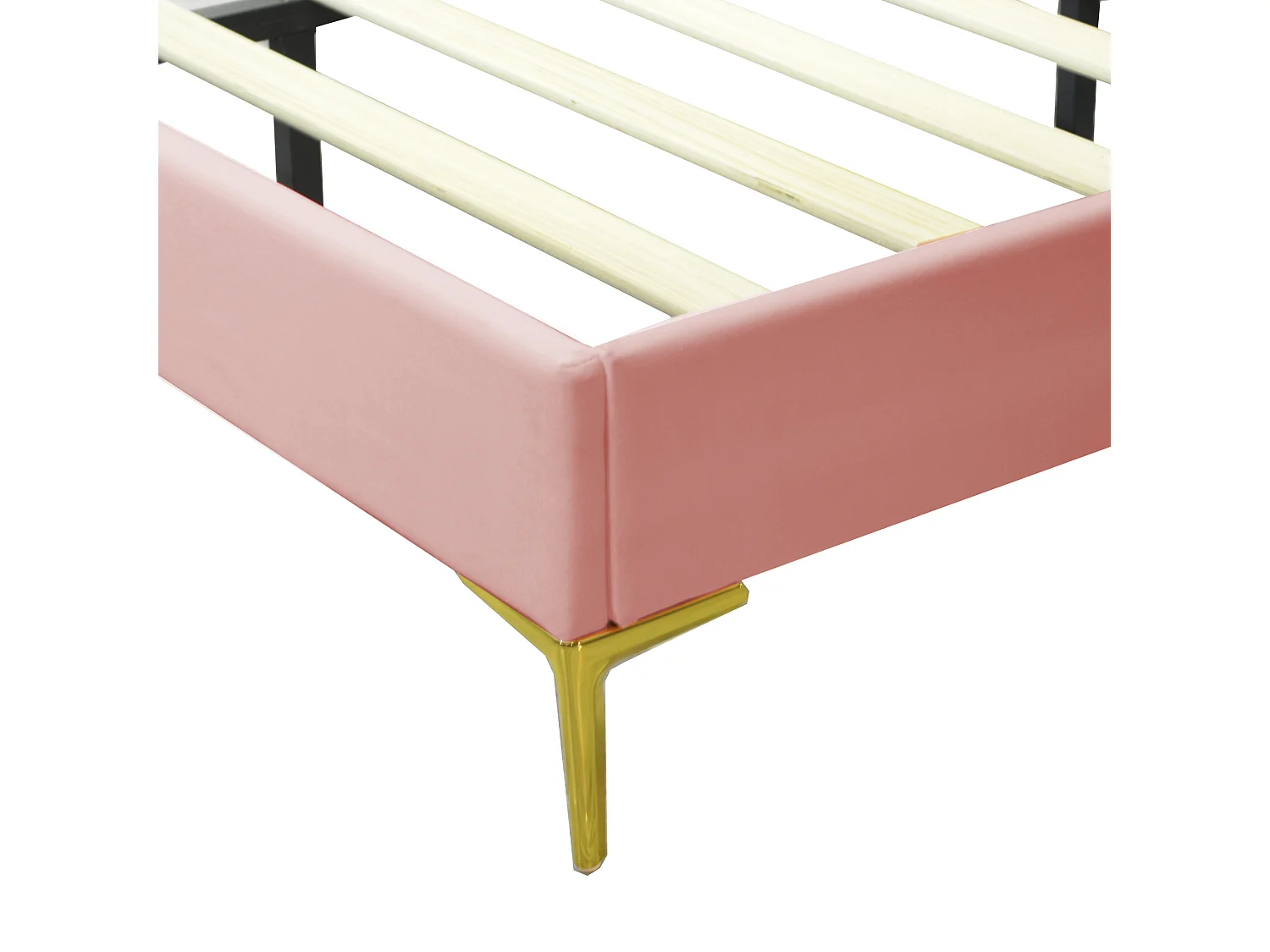Gestoffeerd fluwelen bed 140x200cm met lattenbodem - verstelbaar hoofdeinde - roze