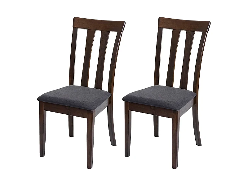 Set de 2 chaises de salle à manger cuisine en tissu gris foncé et bois massif marron foncé 04_0002966