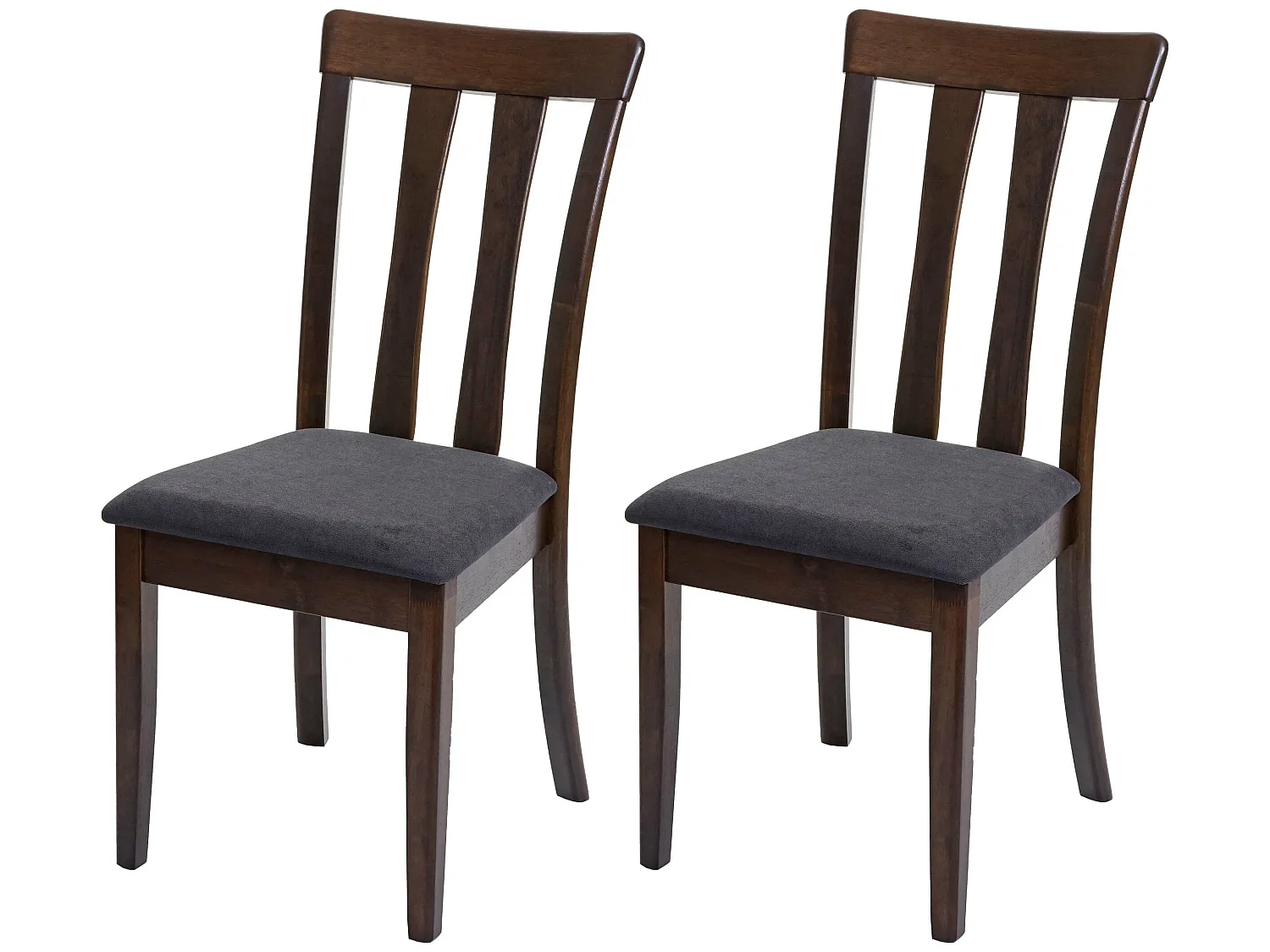 Set de 2 chaises de salle à manger cuisine en tissu gris foncé et bois massif marron foncé 04_0002966