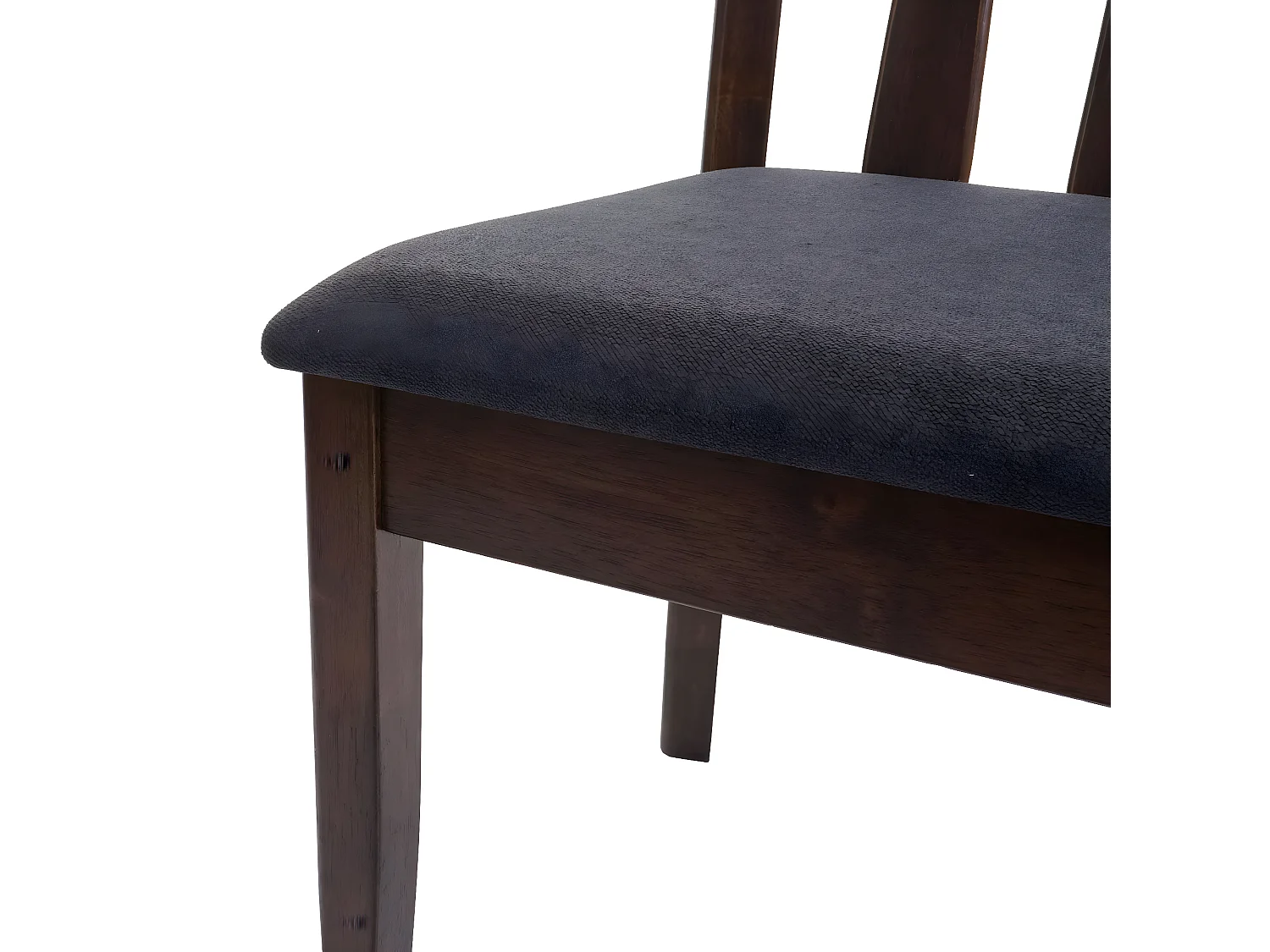 Set de 2 chaises de salle à manger cuisine en tissu gris foncé et bois massif marron foncé 04_0002966