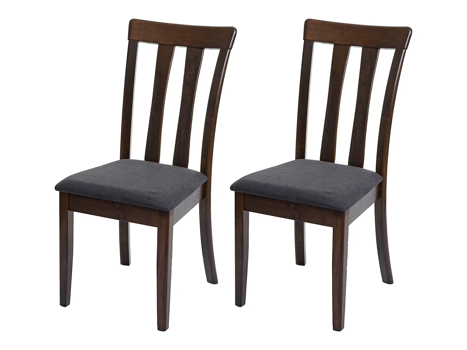 Set de 2 chaises de salle à manger cuisine en tissu gris foncé et bois massif marron foncé 04_0002966