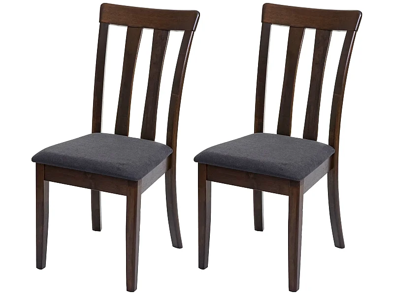 Set de 2 chaises de salle à manger cuisine en tissu gris foncé et bois massif marron foncé 04_0002966