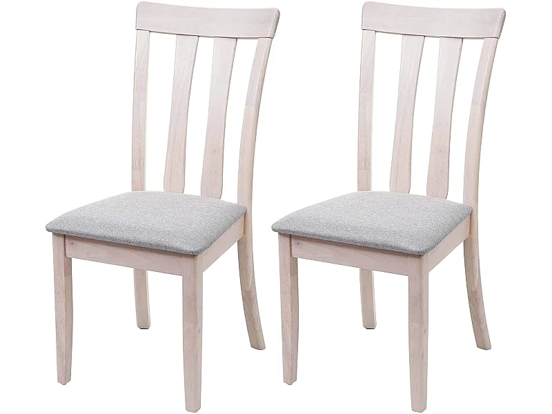 Lot de 2 chaises de salle à manger en bois massif clair et assise en tissu gris CDS04464