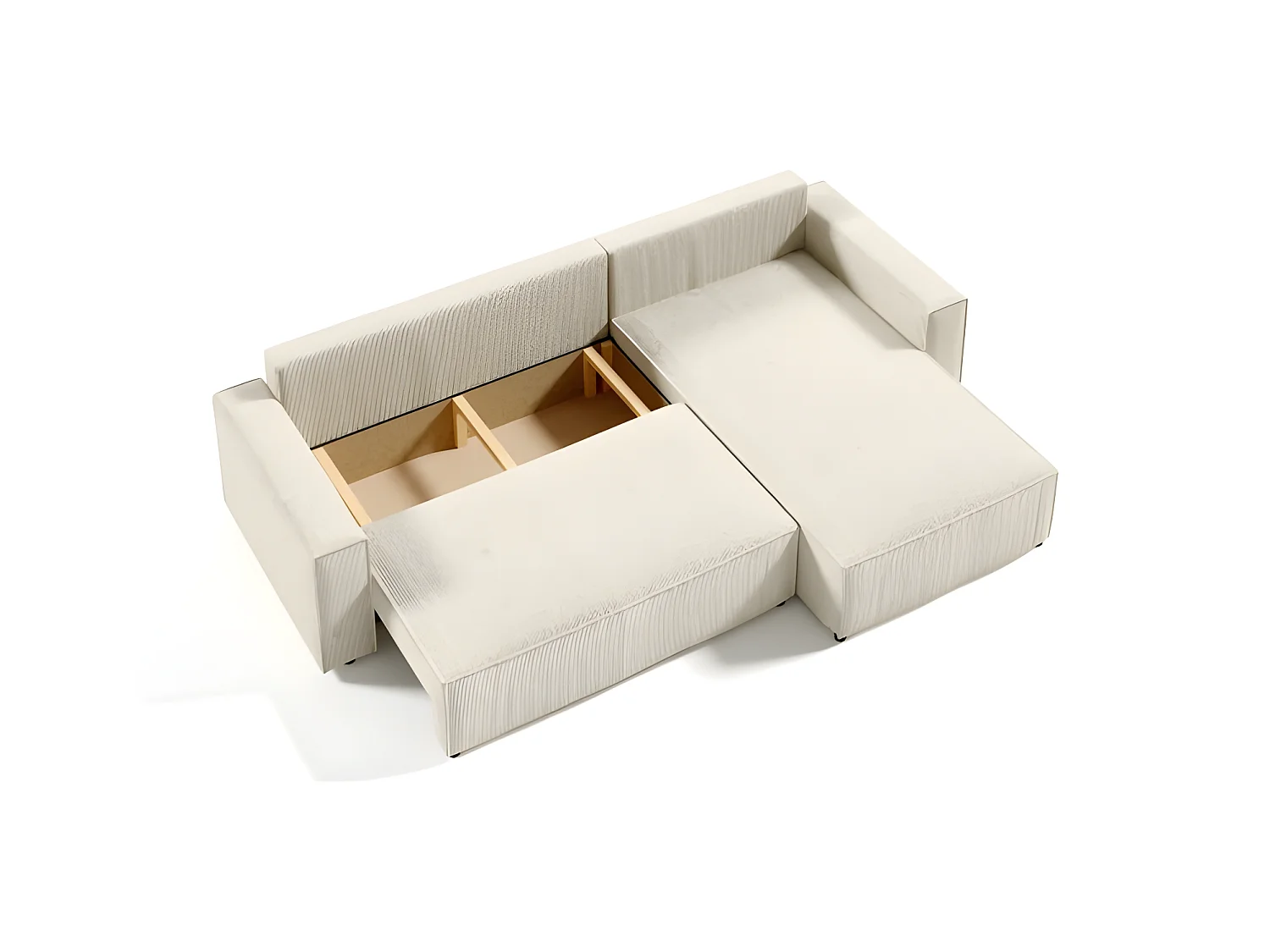 Canapé d'angle convertible VELLA en velours côtelé beige