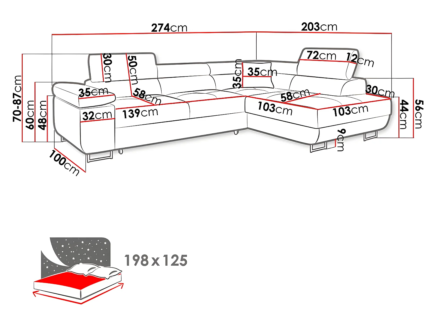 TORIZIO blauwe hoekbank omvormbaar