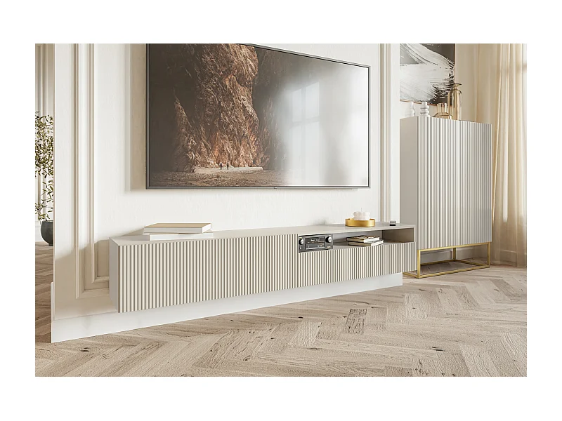 TV-Hängeboard mit offenem Fach - 175 cm - taupe (graubeige) - VELDIO