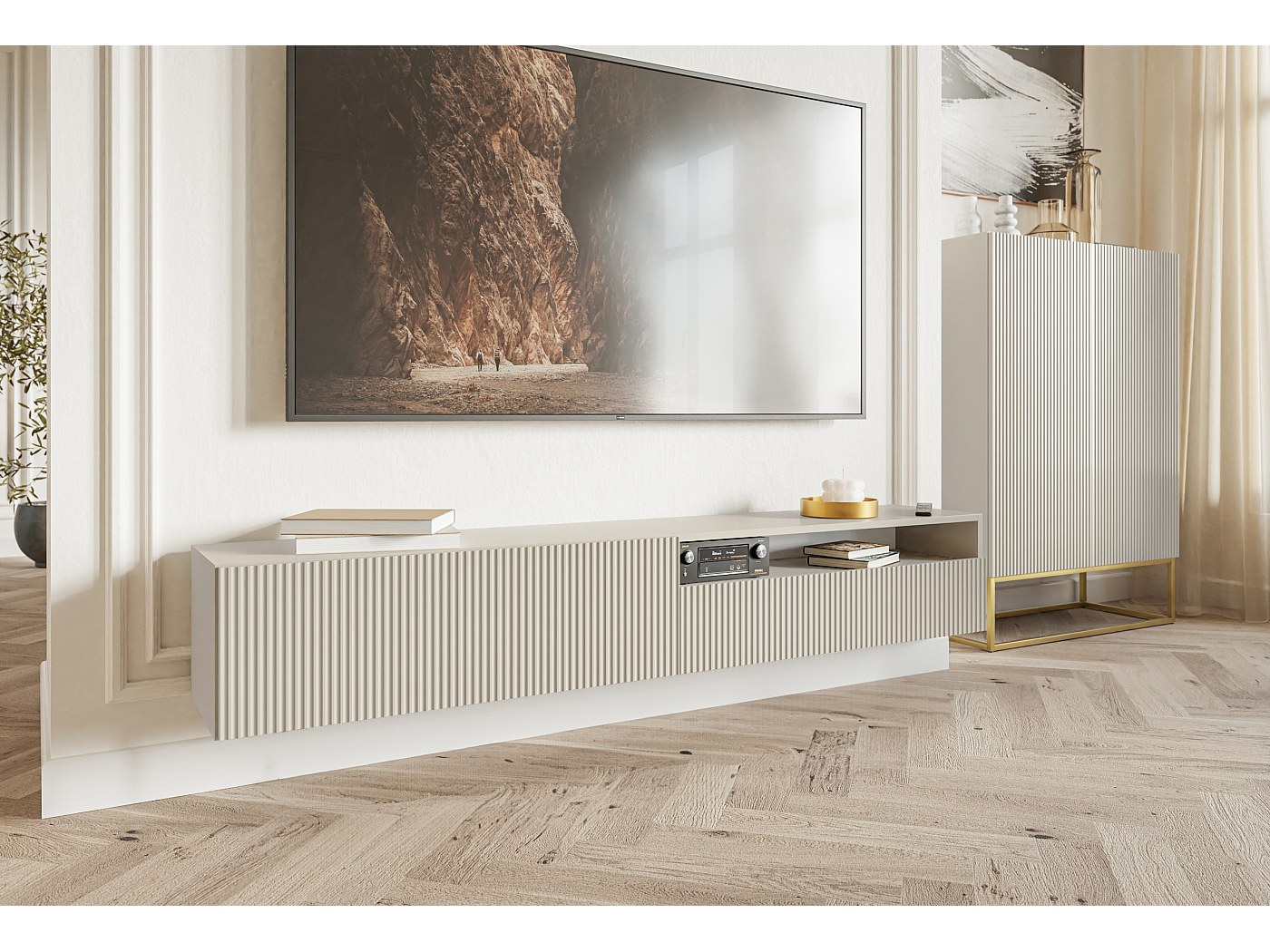 Mueble De Tv Pmnianhua Para Colgar De 55 Pulgadas, Soporte De TV Flotante  Montado En La, image size:1400x1050