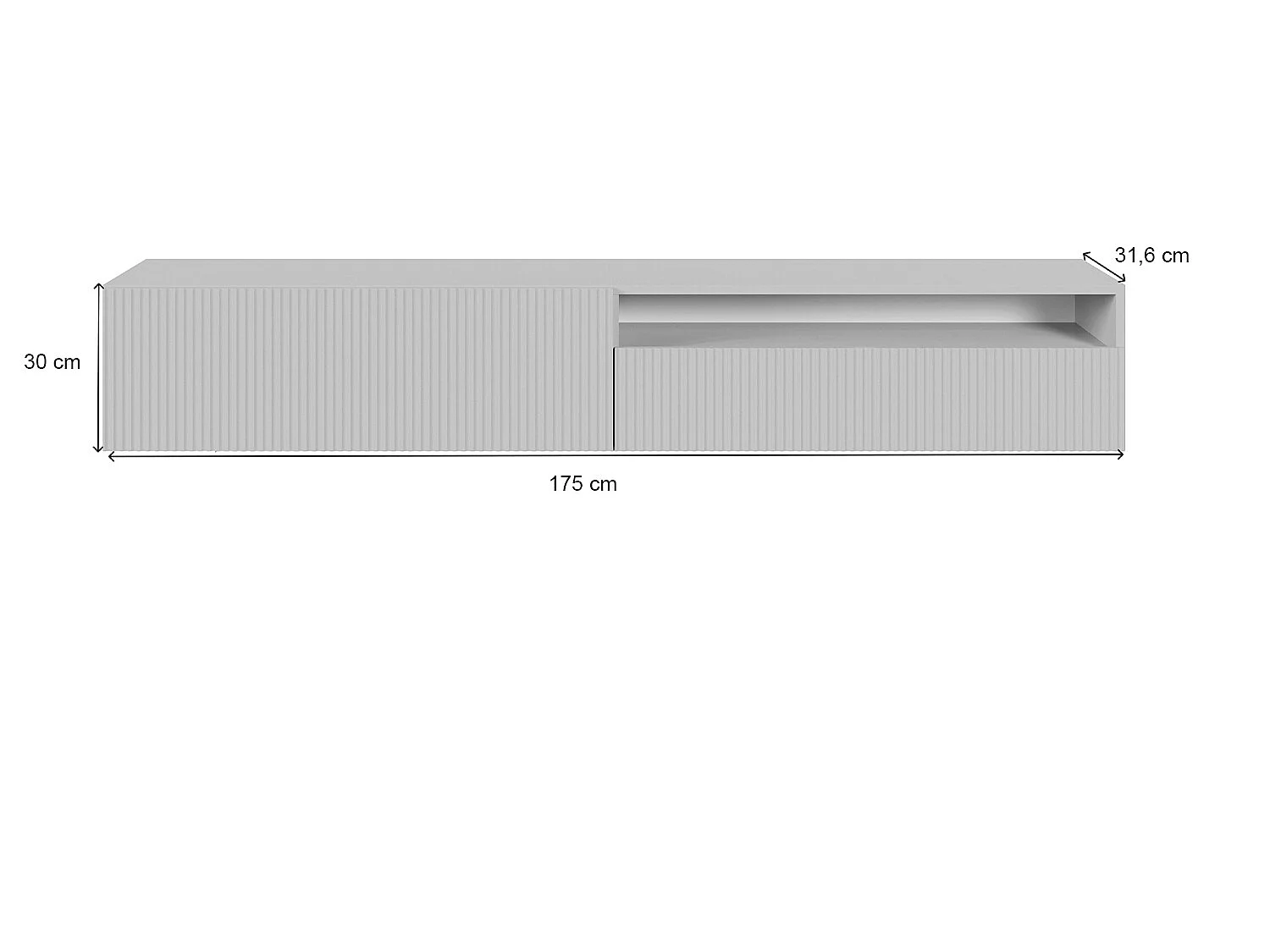 Meuble TV - 175 cm - suspendue avec niche - taupe (gris-beige) - VELDIO