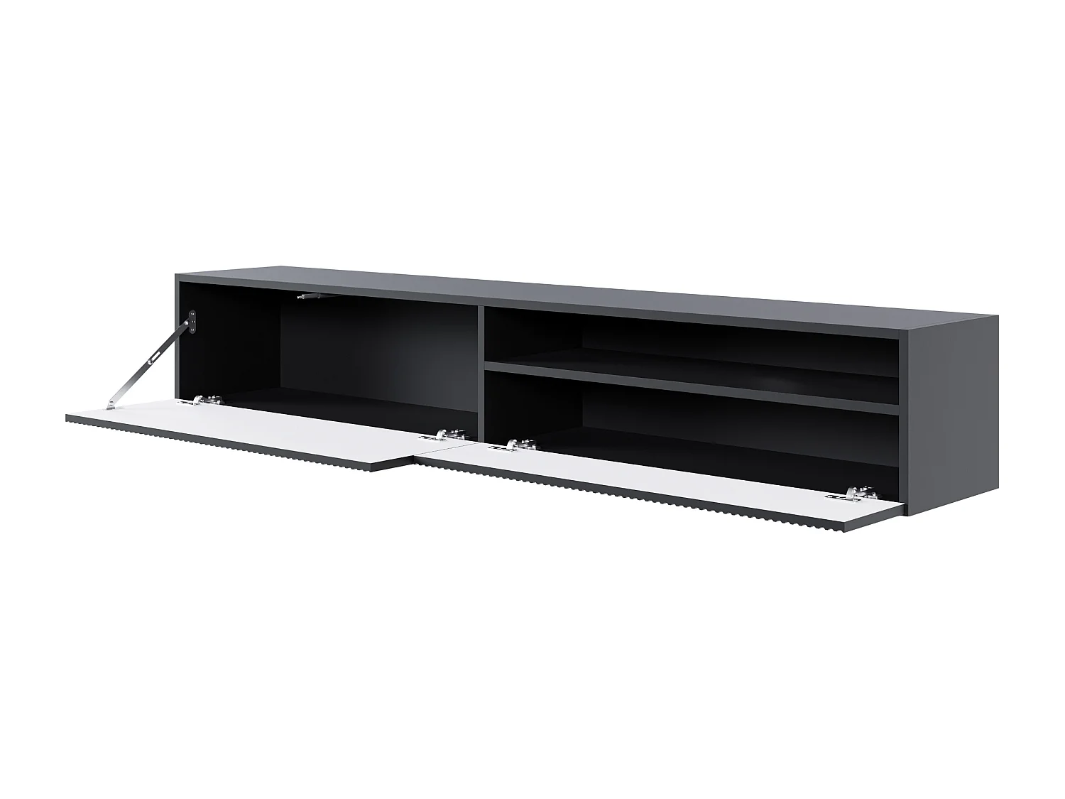 Meuble TV - 175 cm - suspendue avec niche - noir - VELDIO