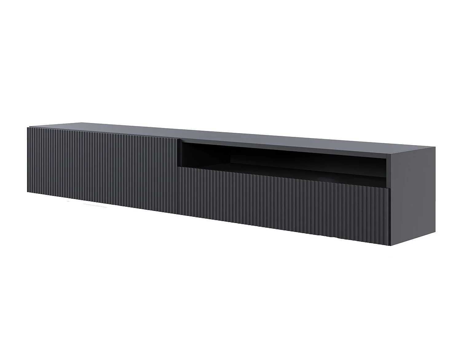 Meuble TV - 175 cm - suspendue avec niche - noir - VELDIO
