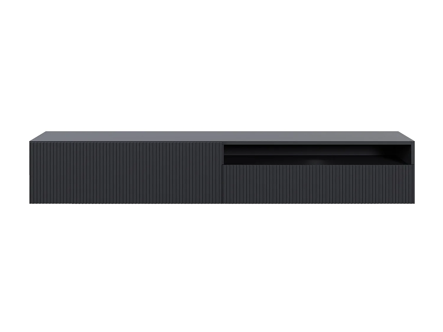 Meuble TV - 175 cm - suspendue avec niche - noir - VELDIO