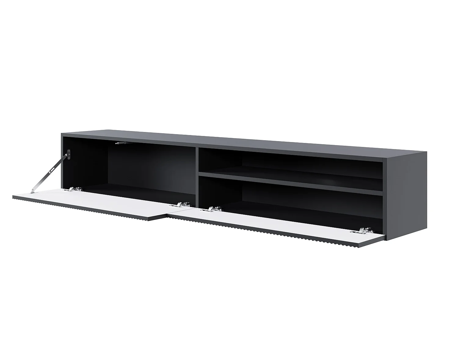 Meuble TV - 175 cm - suspendue avec niche - noir - VELDIO