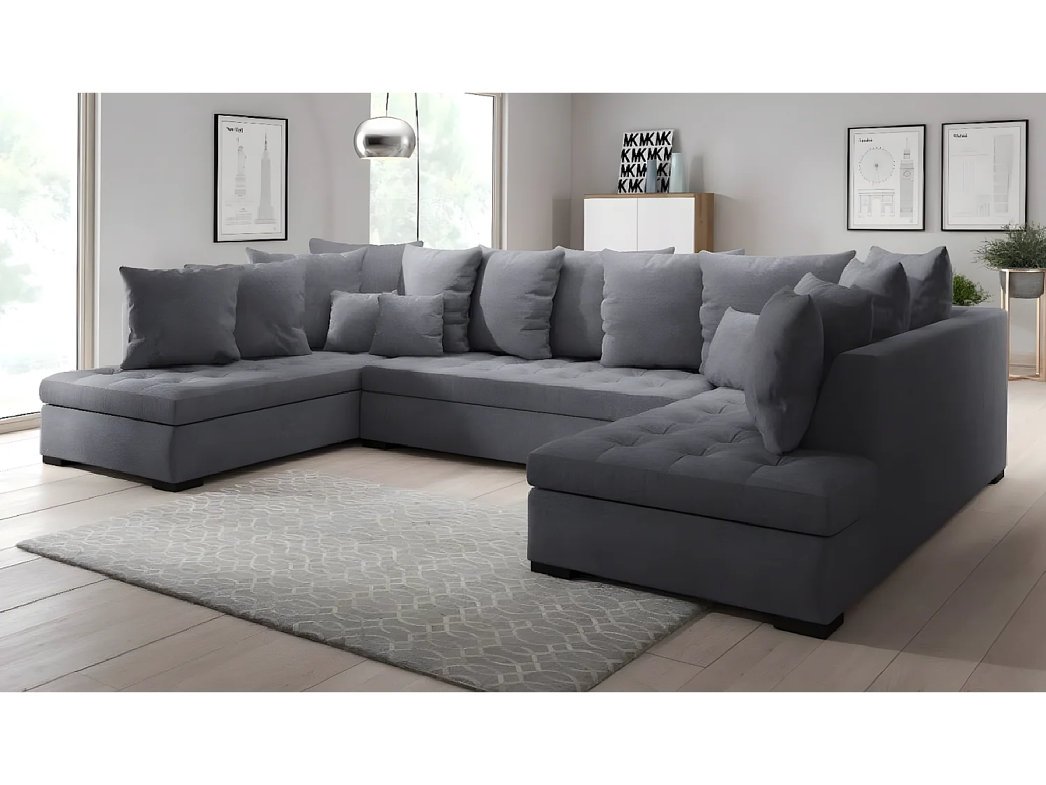 hoekbank london lisa U xl - grijs stof