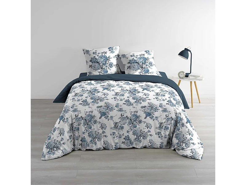 Parure de Lit 3 Pièces "Roselia" 240x220cm Bleu