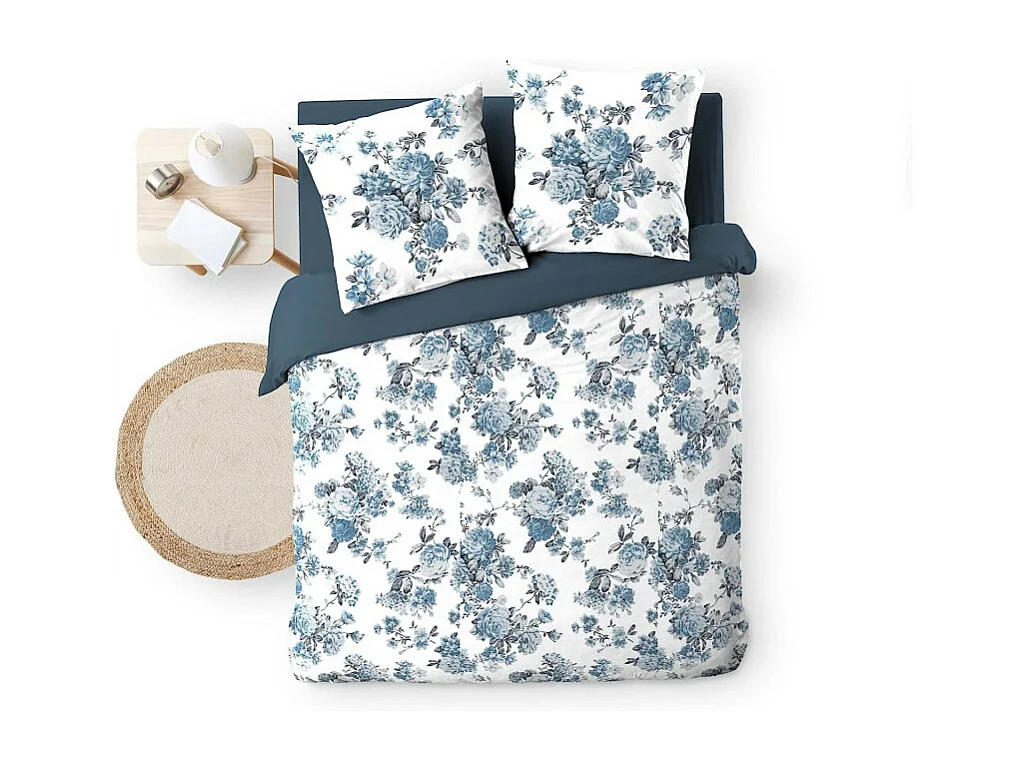 Parure de Lit 3 Pièces "Roselia" 240x220cm Bleu