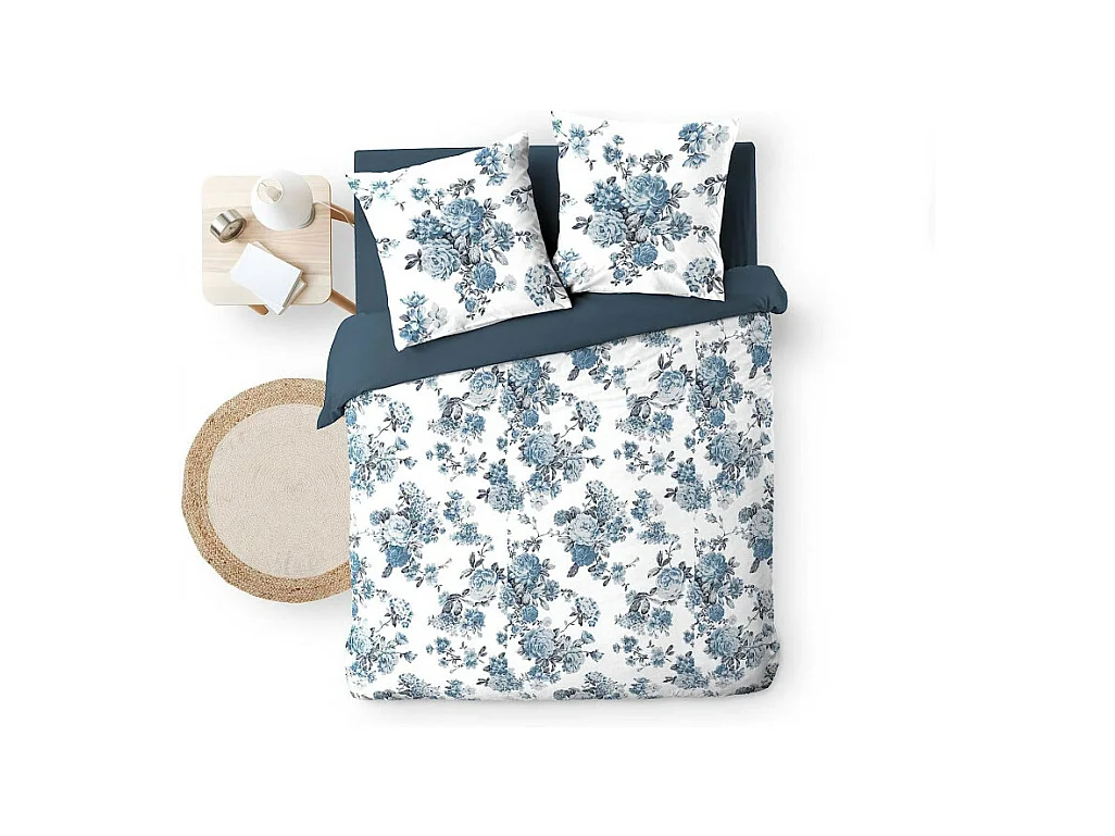 Parure de Lit 3 Pièces "Roselia" 240x220cm Bleu