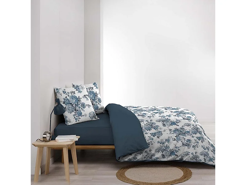 Parure de Lit 3 Pièces "Roselia" 240x220cm Bleu