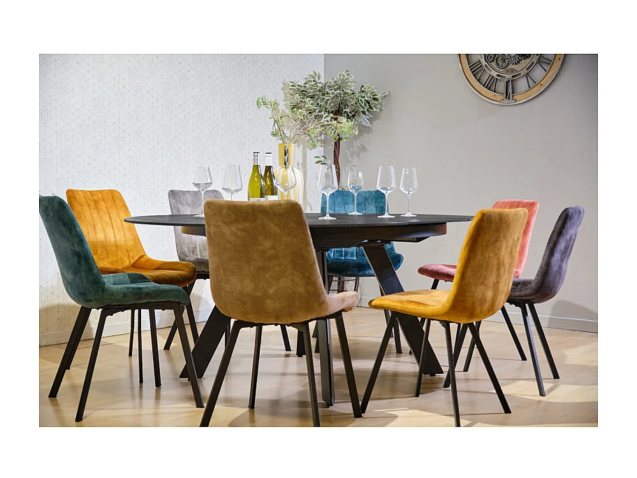 Table ronde extensible 140 à 190 cm céramique gris anthracite - RYUK