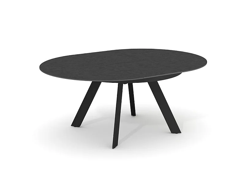 Table ronde extensible 140 à 190 cm céramique gris anthracite - RYUK