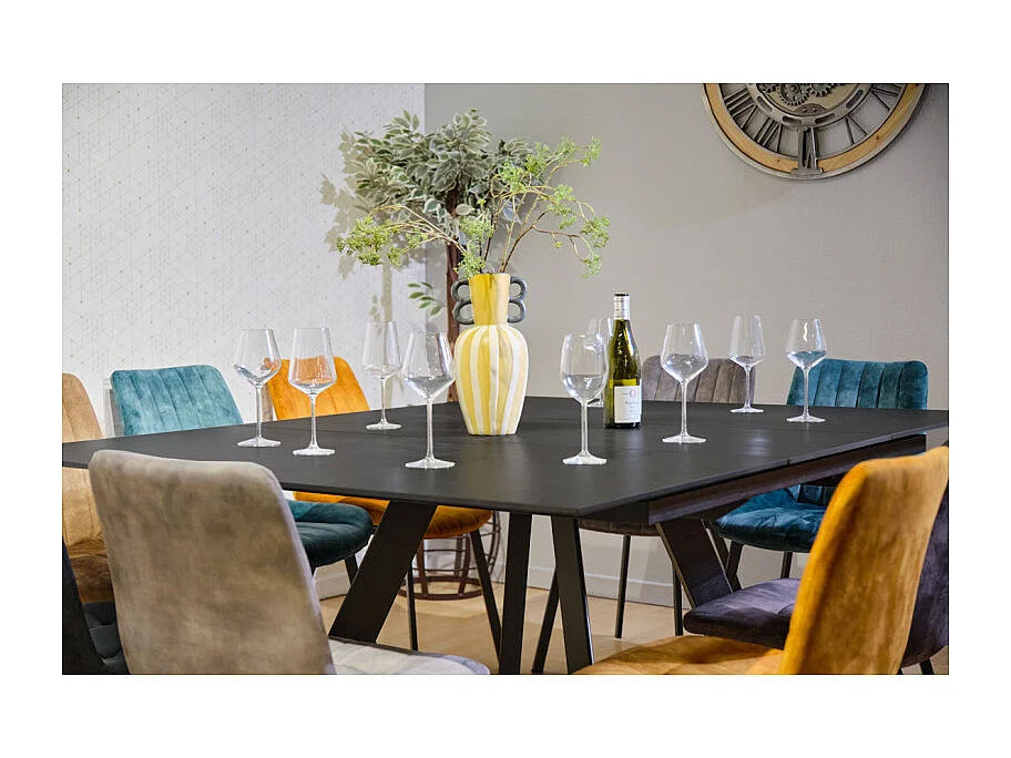 Table carrée extensible 140 à 190 cm céramique gris anthracite - RYUK