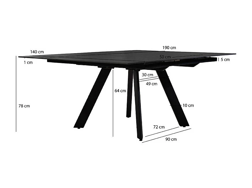 Table carrée extensible 140 à 190 cm céramique gris anthracite - RYUK