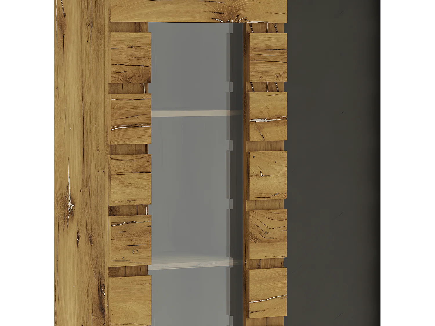 Vitrine 1 + 1 portes Miro bois foncé / anthracite