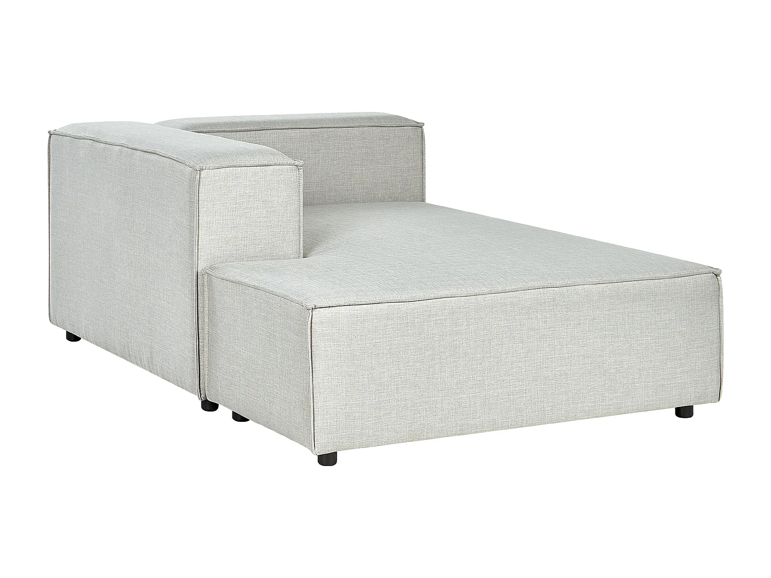 Angle Canapé 2 Places Côté Droit en Lin Gris Rembourré avec Pouf Elégant Aprica