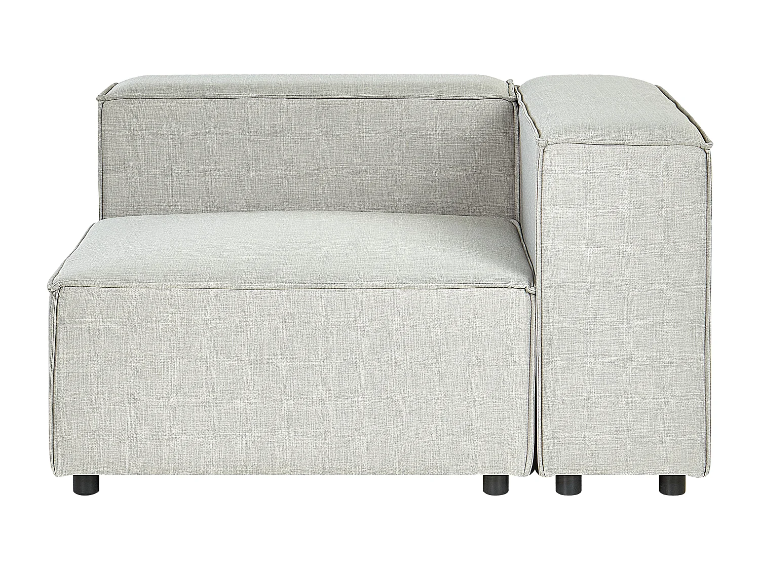 Angle Canapé 3 Places Côté Droit en Lin Gris Rembourré avec Pouf Elégant Aprica