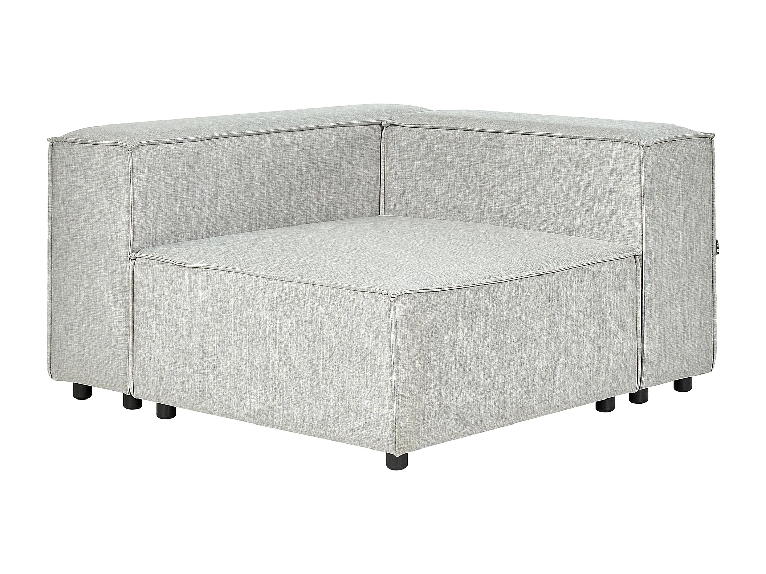 Angle Canapé 3 Places Côté Droit en Lin Gris Rembourré avec Pouf Elégant Aprica