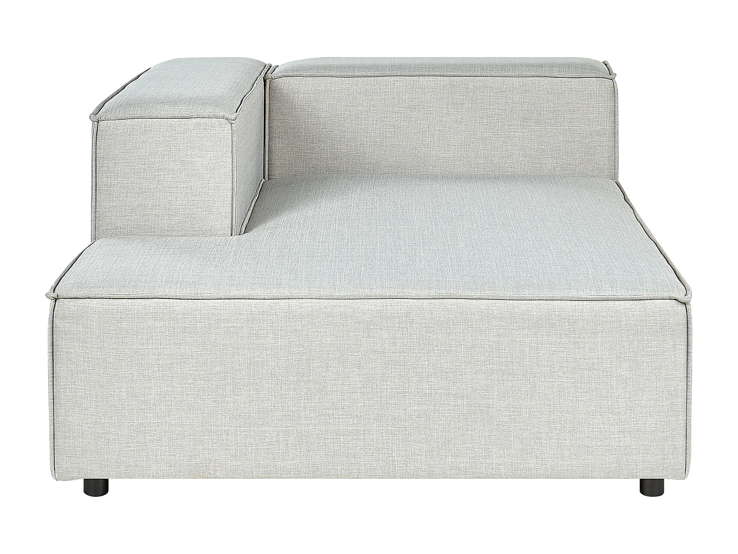 Angle Canapé 3 Places Côté Droit en Lin Gris Rembourré avec Pouf Elégant Aprica