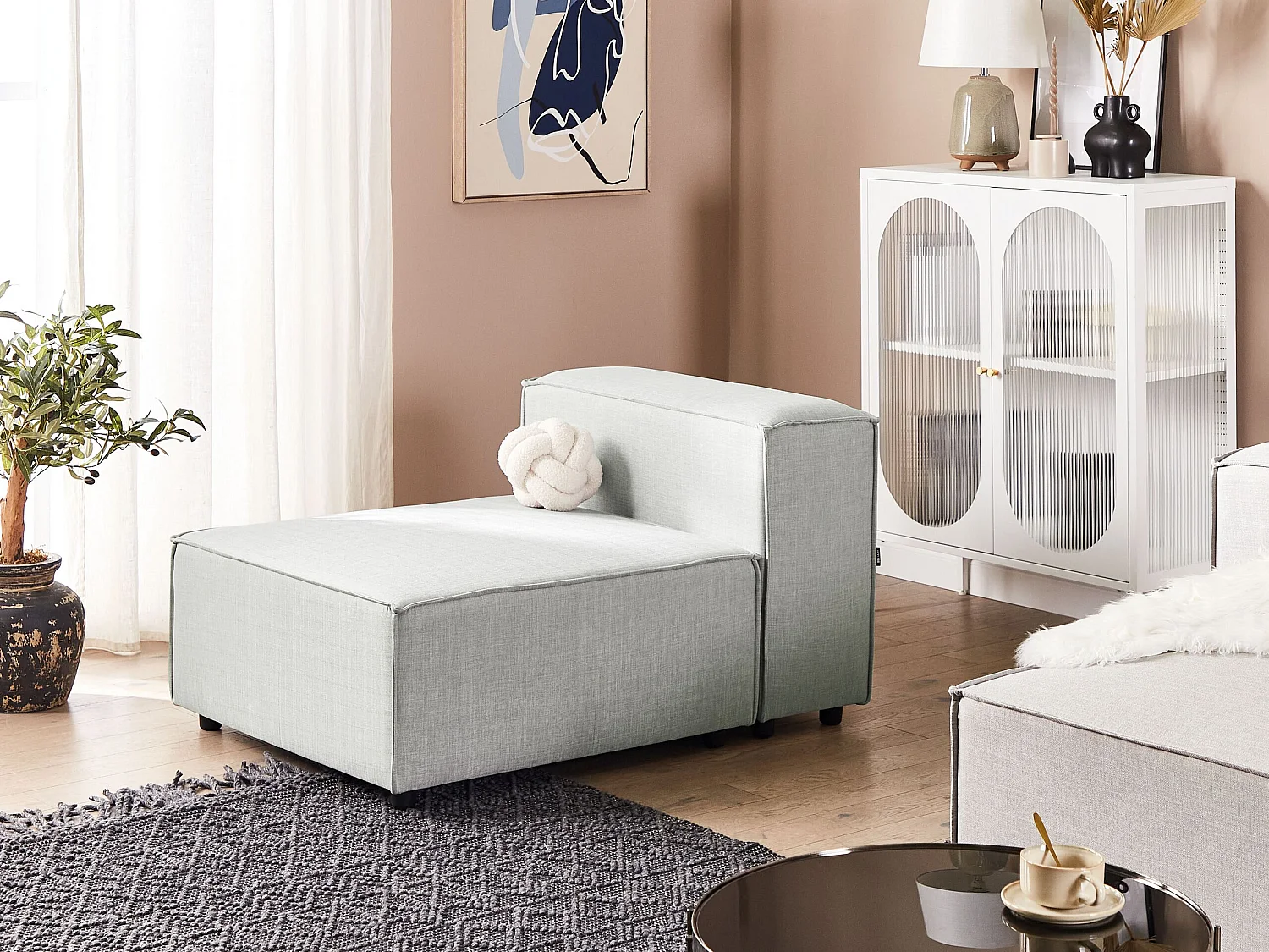 Section 1 place de canapé modulable en tissu gris APRICA