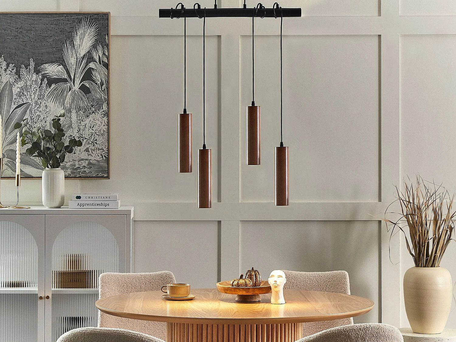 Lampe suspension TUTAKI Bois de chêne Noir