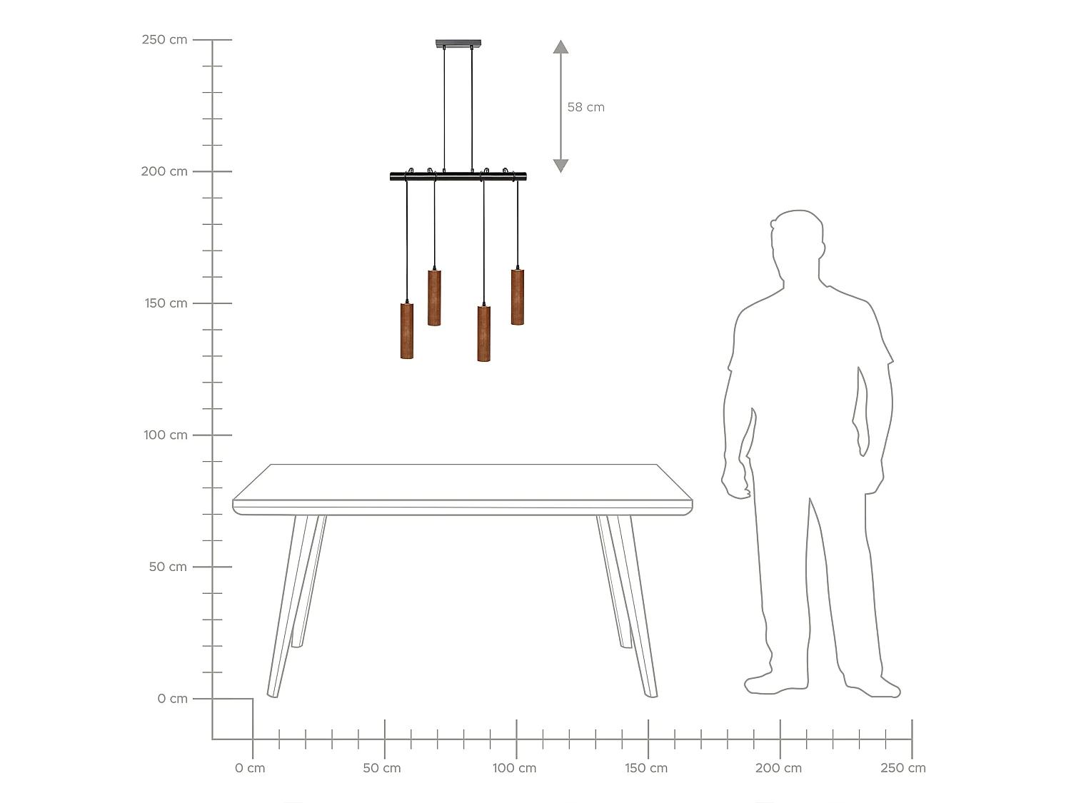 Lampe suspension TUTAKI Bois de chêne Noir