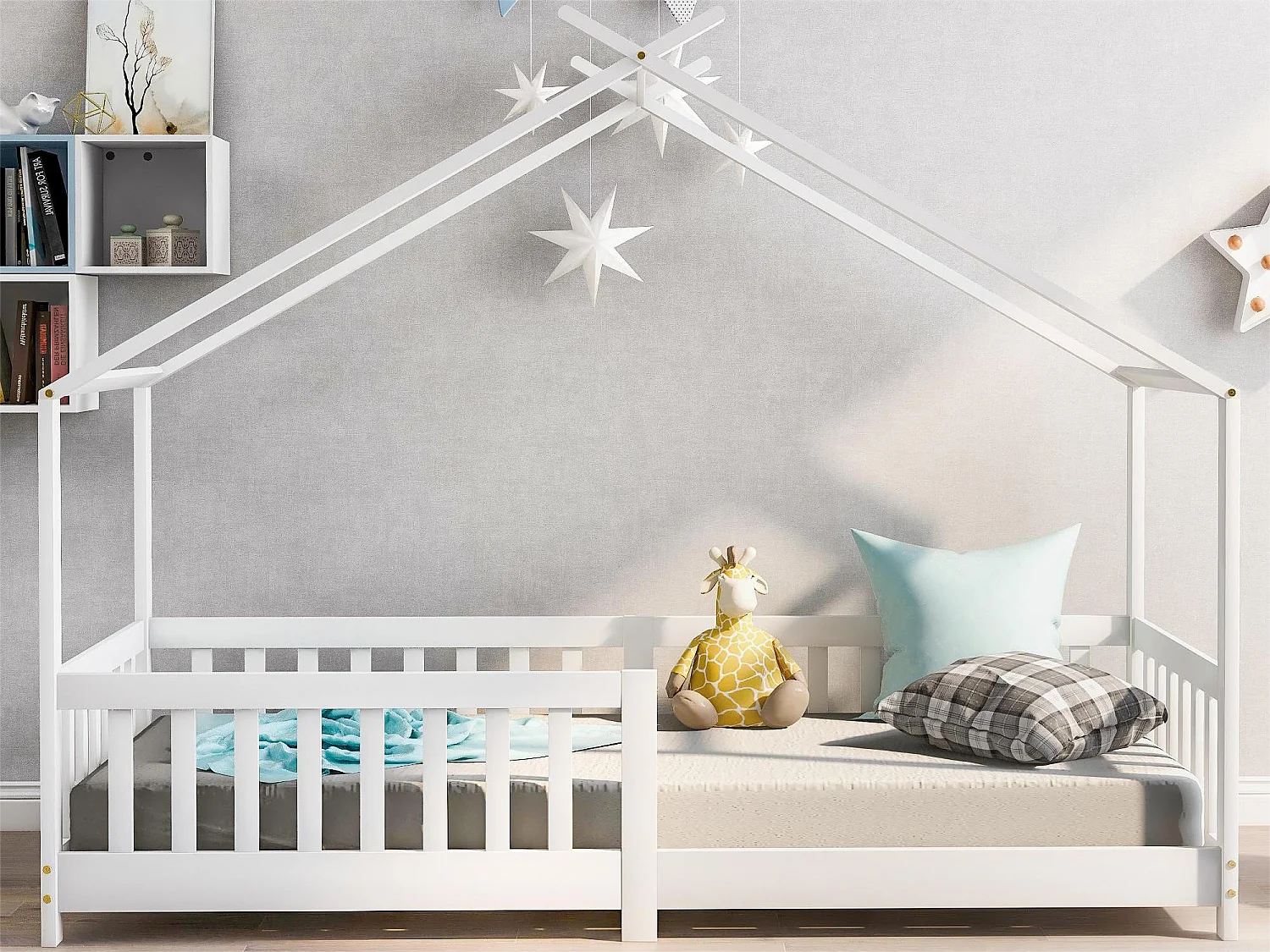 Letto a castello per bambini - 90 x 190 cm - pino - rete a doghe - colore bianco