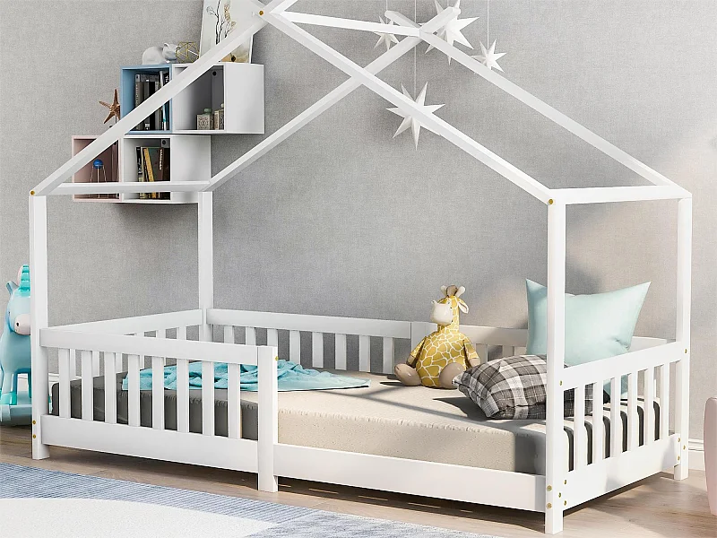 Kinderhutbed - 90 x 190 cm - grenen - lattenbodem - kleur wit