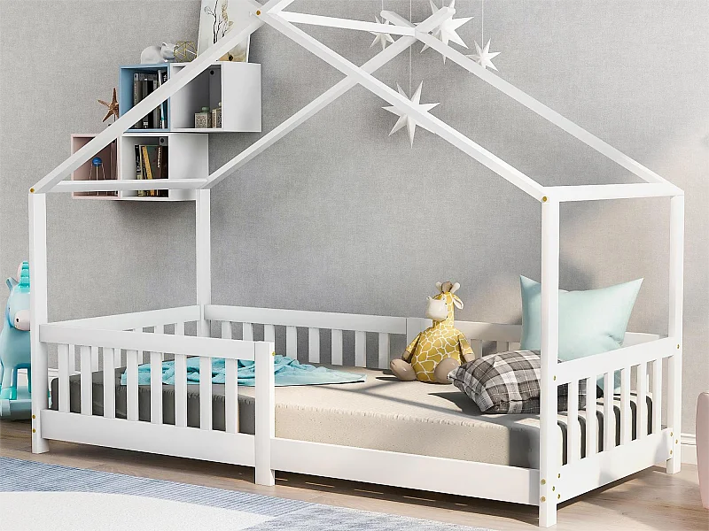 Kinderhutbed - 90 x 190 cm - grenen - lattenbodem - kleur wit