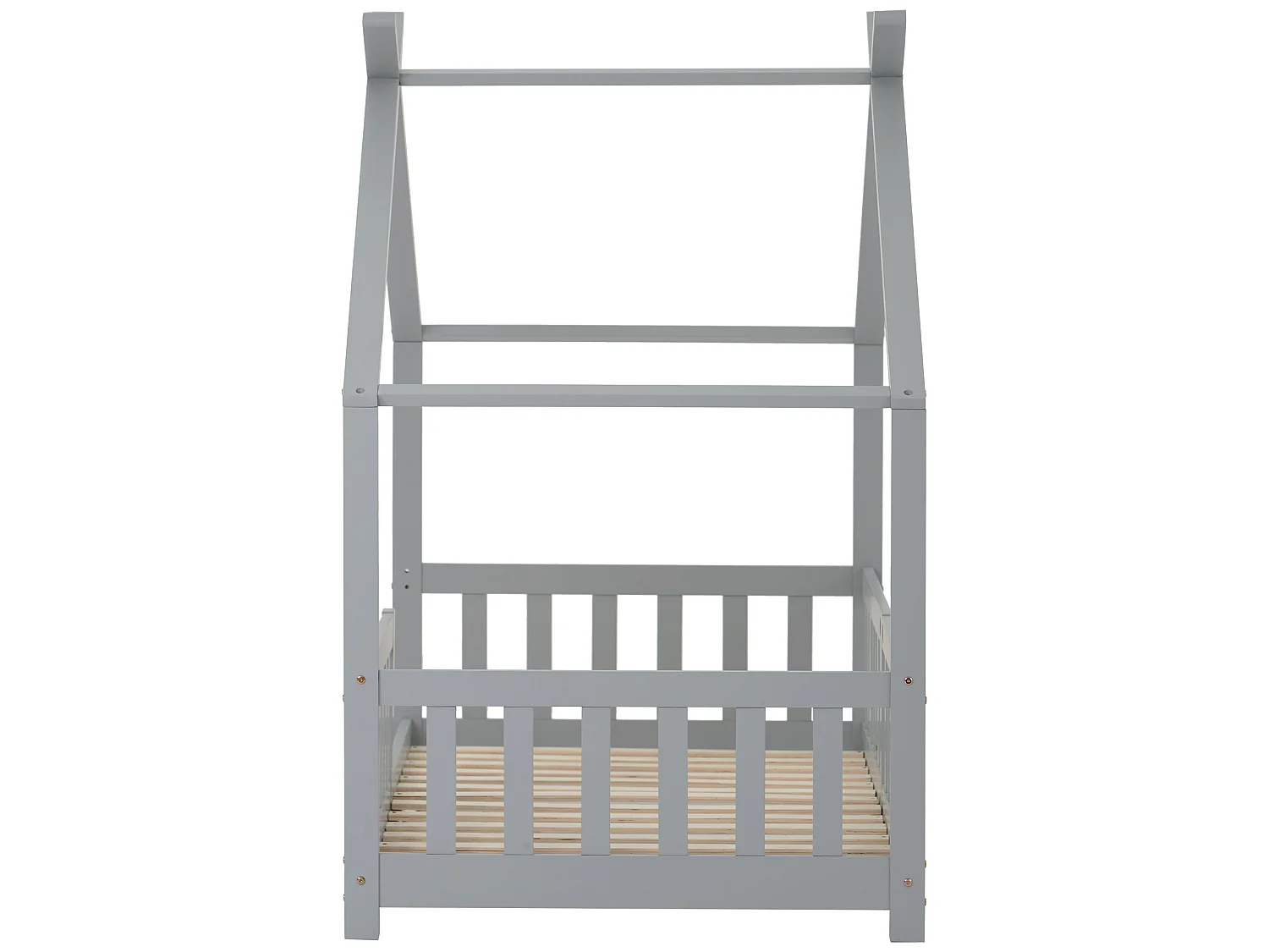 Lit cabane enfant - 90 x 200 cm - pin - sommier à lattes - coloris gris
