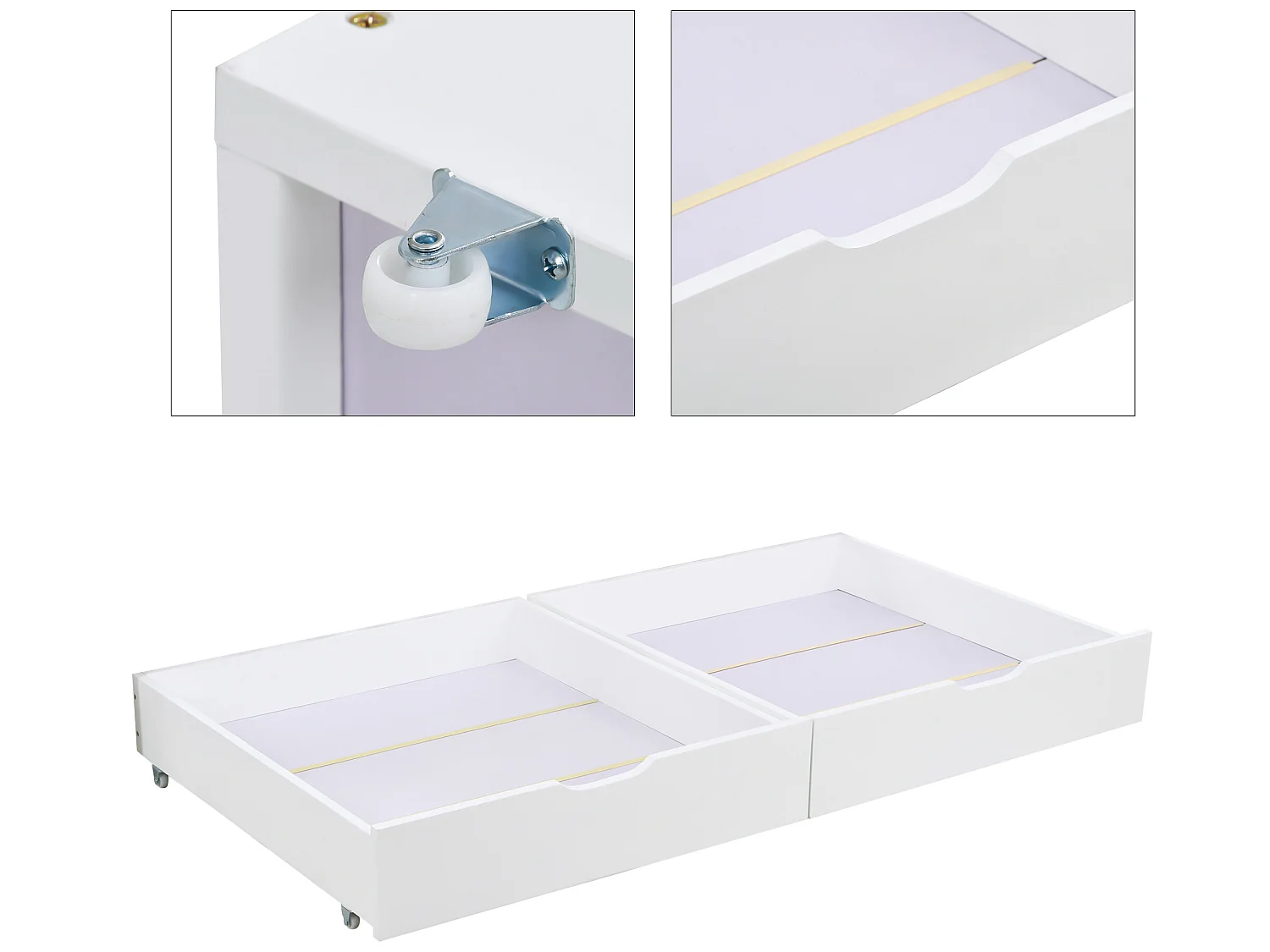 Cabinebed 80 x 160 cm met 2 laden - massief grenenhout - lattenbodem en rails - wit