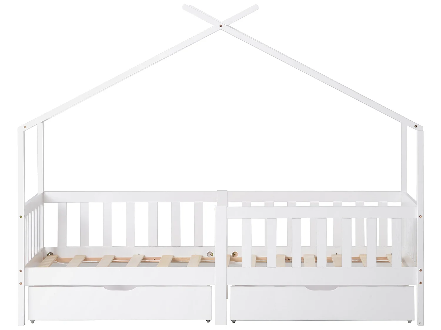 Letto cabina con 2 cassetti - 90 x 200 cm - legno di pino - rete a doghe - bianco