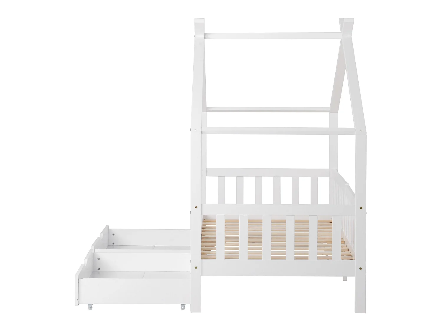 Kajuitbed met 2 laden - 90 x 200 cm - grenenhout - lattenbodem - wit