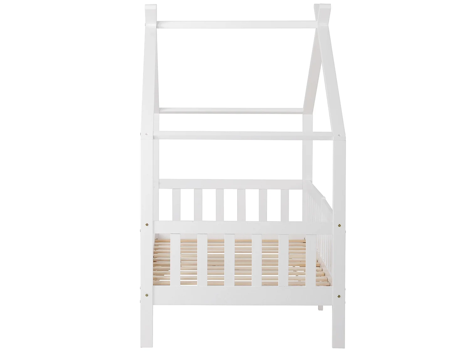 Lit cabane enfant - 90 x 200 cm - bois massif - sommier à lattes - coloris blanc