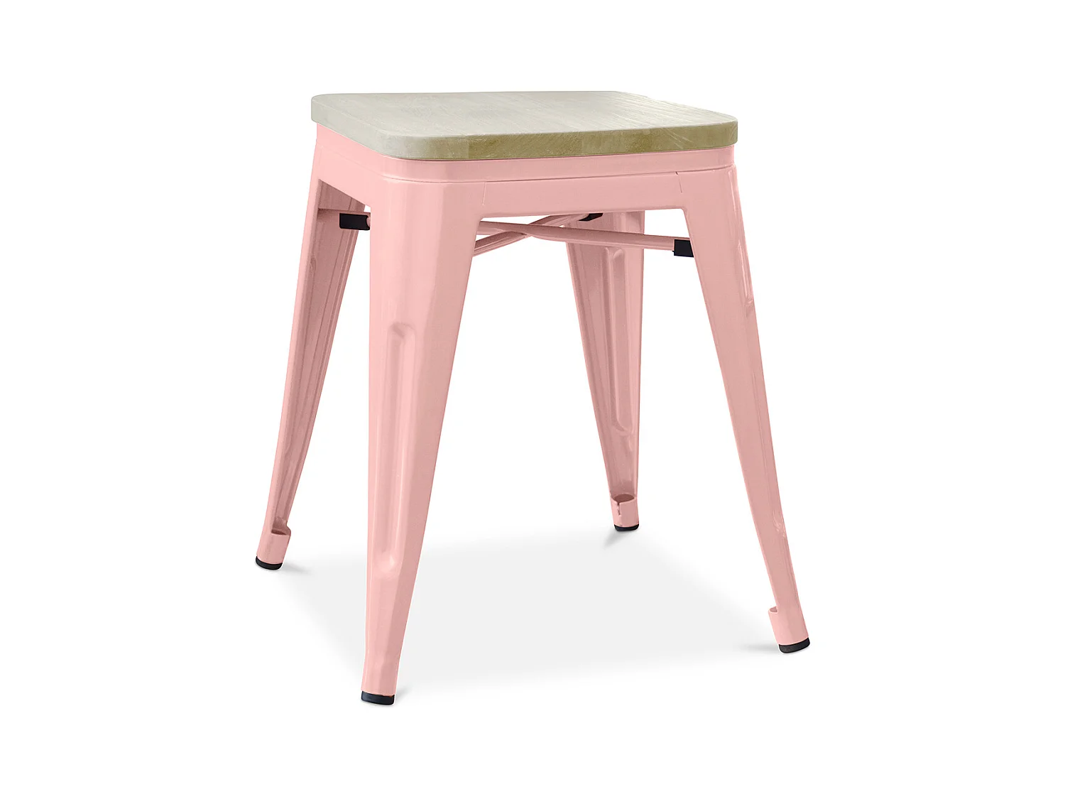 Tabouret Design Industriel - Bois & Métal - 45cm - Stylix Orange pâle