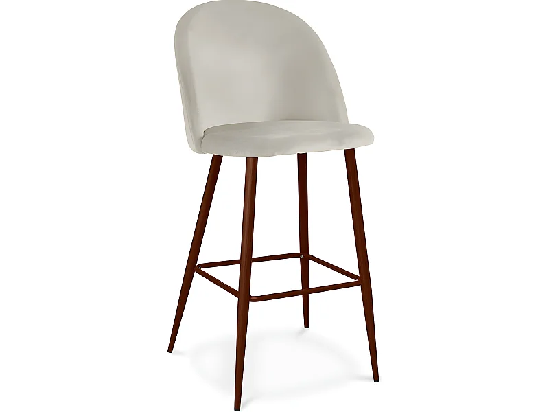 Tabouret tapissé en velours - Design scandinave - Evelyne Gris clair